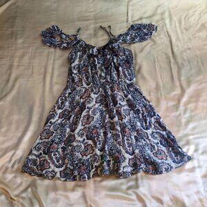 American Eagle Dress Small Off The Shoulder Adj Straps Cottagecore Paisley Coque